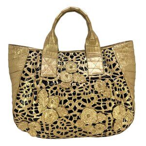 Nancy Gonzalez Crocodile Cut Out Floral Tote Bag